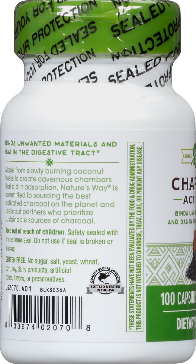 slide 5 of 9, Nature's Way Capsules 560 mg Charcoal Activated 100 ea, 100 ct