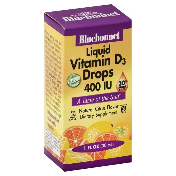 slide 1 of 1, Bluebonnet Nutrition Vitamin D3 Drops 400iu Citrus Flavor, 1 oz