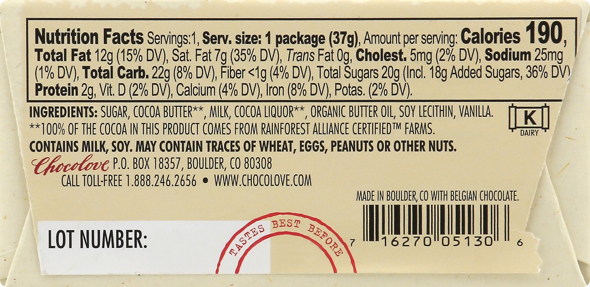 slide 6 of 12, Chocolove 33% Cocoa Milk Chocolate 1.3 oz, 1.3 oz