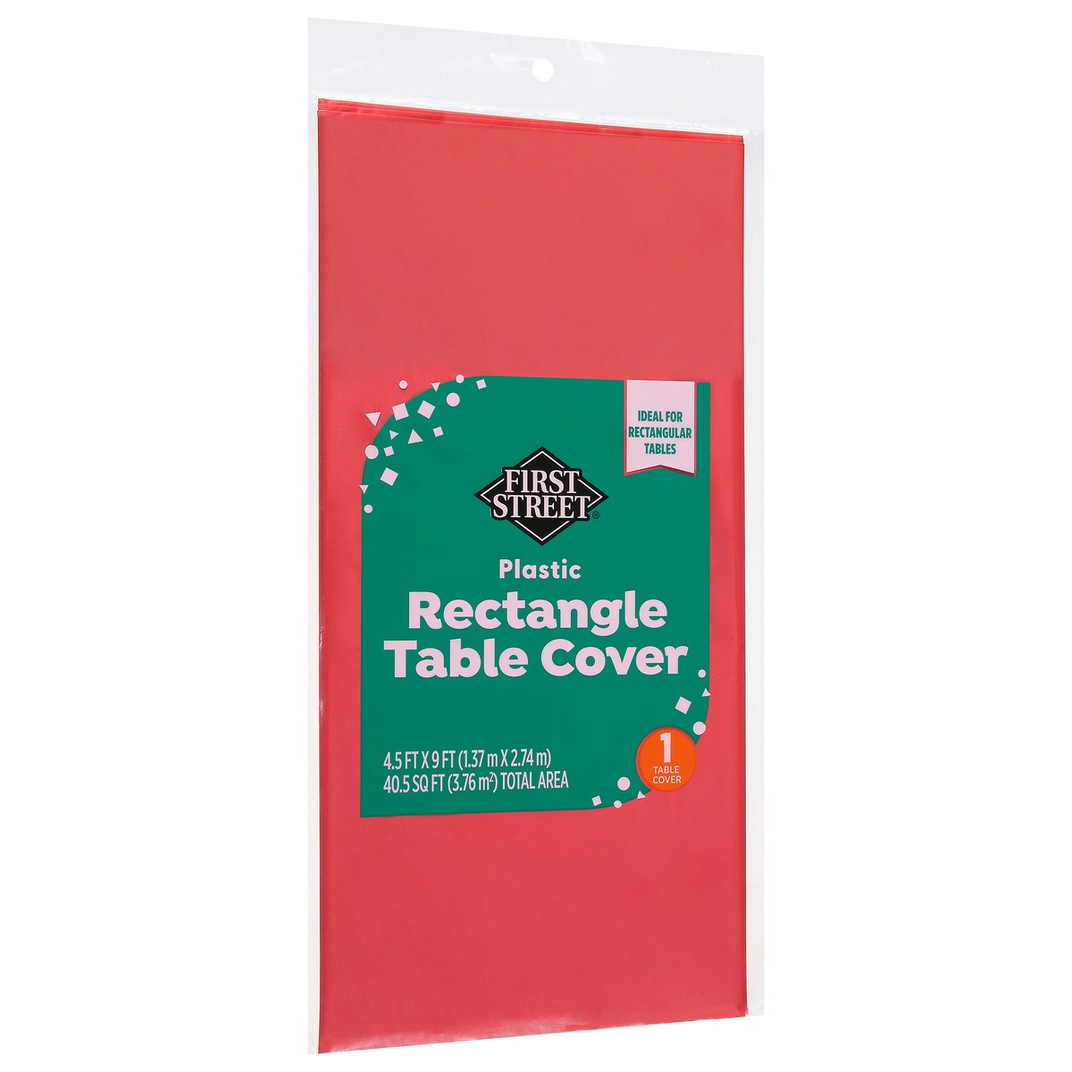 slide 12 of 12, First Street Class Red Plastic Table Cover 54X108, 1 ct