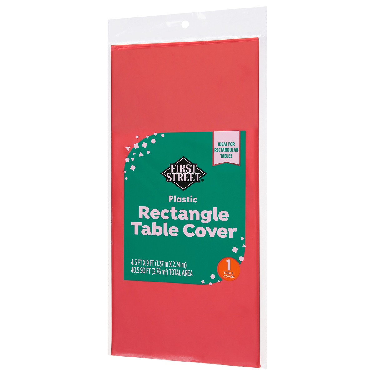 slide 3 of 12, First Street Class Red Plastic Table Cover 54X108, 1 ct