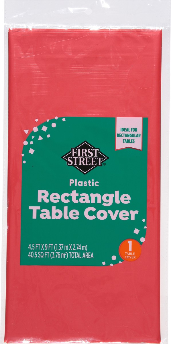 slide 2 of 12, First Street Class Red Plastic Table Cover 54X108, 1 ct