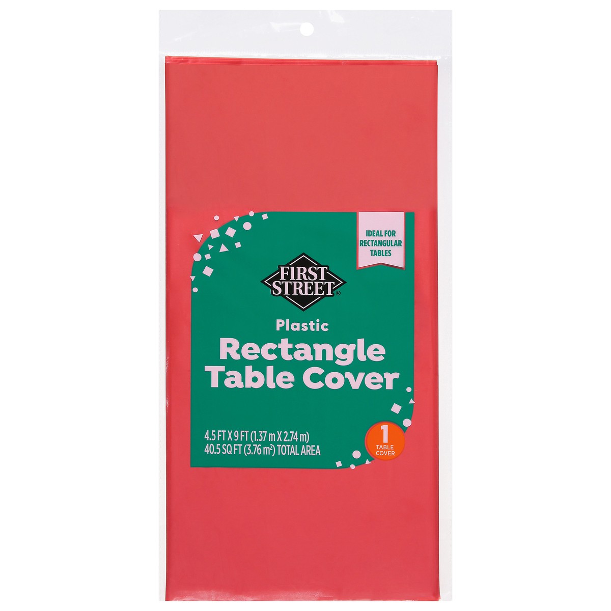 slide 1 of 12, First Street Class Red Plastic Table Cover 54X108, 1 ct