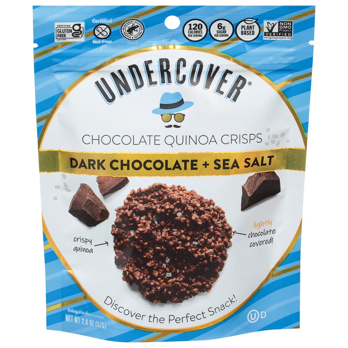 slide 11 of 11, Undercover Crispy Quinoa Dark Chocolate Sea Salt, 2 oz