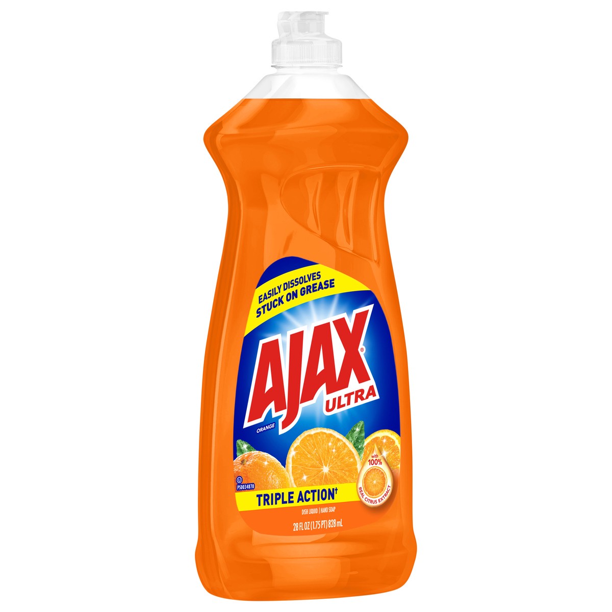slide 8 of 8, Ajax Ultra Triple Action Liquid Dish Soap, Orange - 28 Fluid Ounce, 28 fl oz