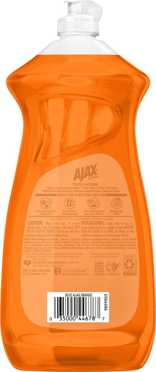 slide 6 of 8, Ajax Ultra Triple Action Liquid Dish Soap, Orange - 28 Fluid Ounce, 28 fl oz