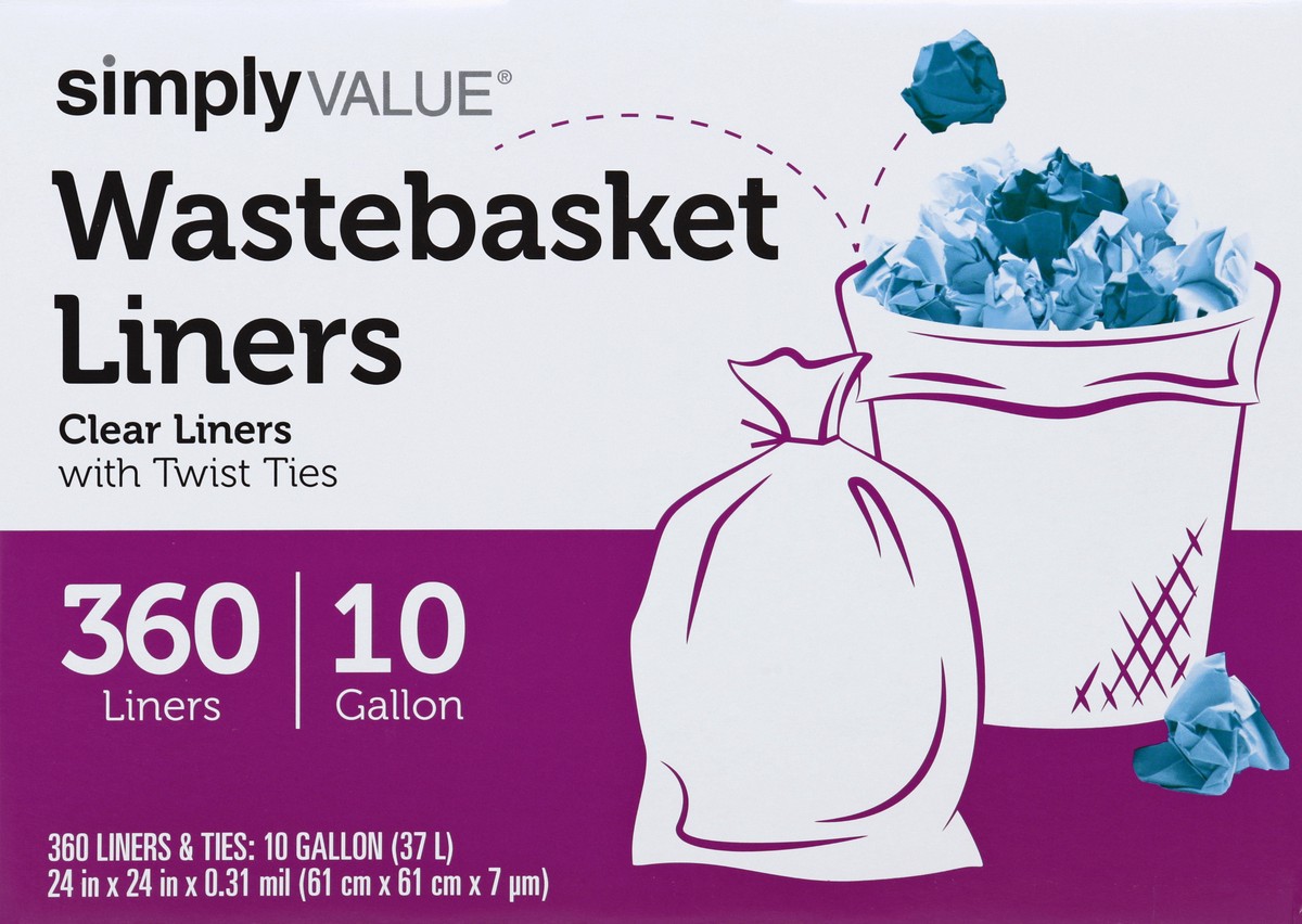 slide 1 of 8, Simply Value Wastebasket Liner, 360 ct