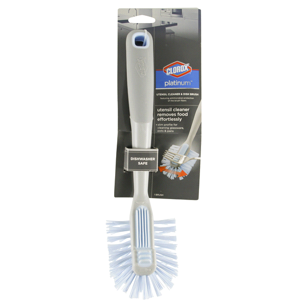 slide 1 of 1, Clorox Platinum Utensil Cleaner Diskette Brush, 1 ct