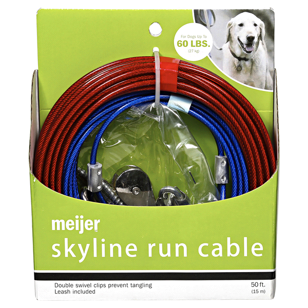 slide 1 of 1, Meijer Skyline Run Cable, For Dogs Up To, 60 lb, 50 ft