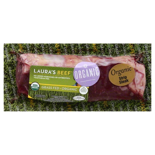 slide 1 of 1, Laura's Lean Grass Fed Organic Strip Steaks, 10 oz