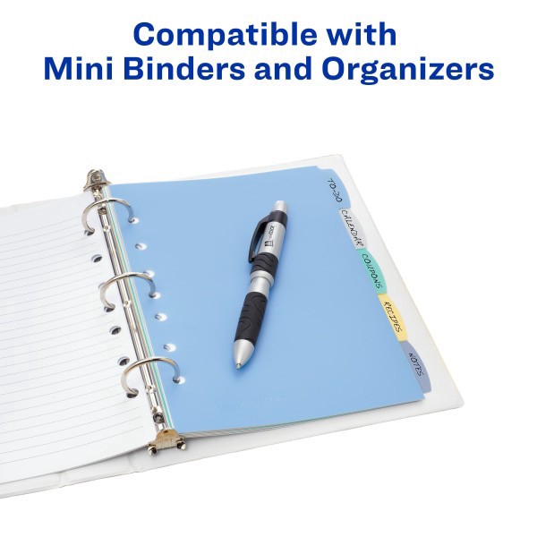 slide 2 of 7, Avery Write & Erase Plastic Dividers, Multicolor, 5-Tab, 5.5 in x 8.5 in