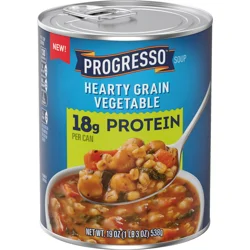 Progresso Protein Hearty Grain Vegetable Soup, Vegetarian Canned Soup, 19 oz