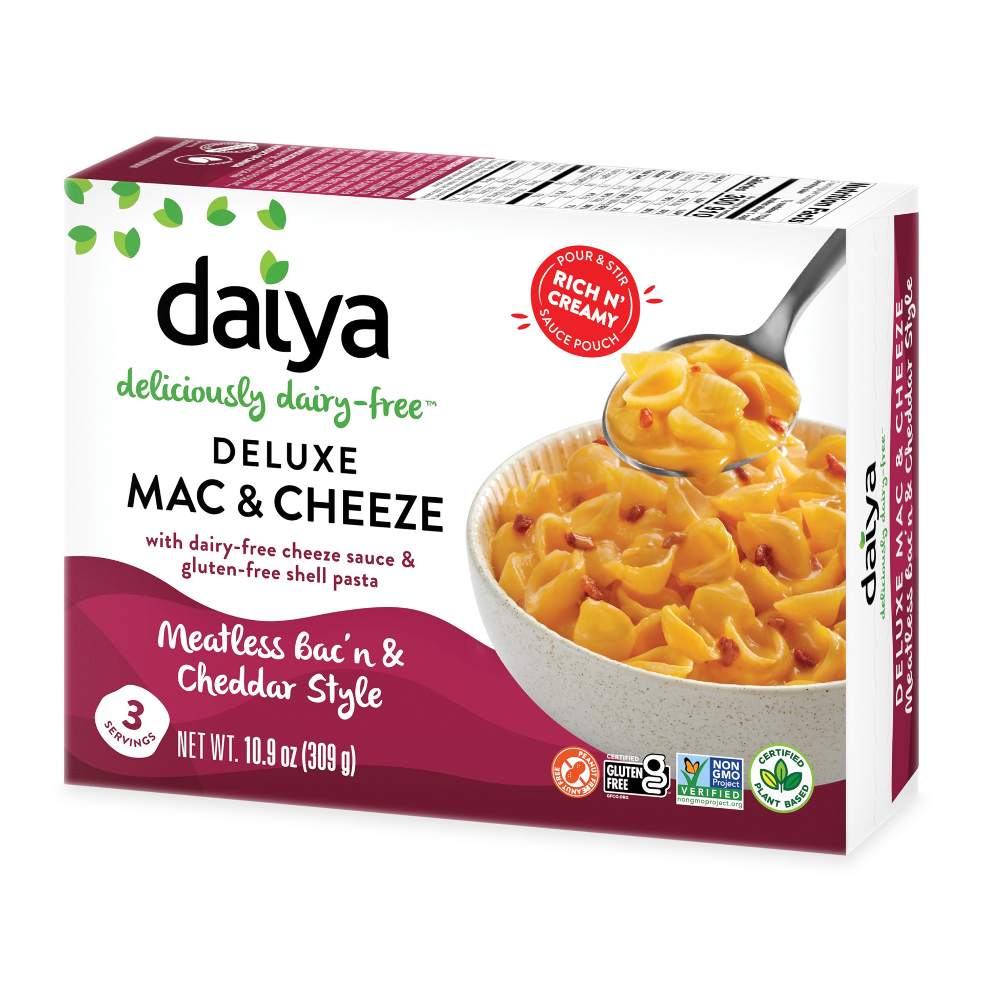 slide 1 of 2, Daiya Dairy Free Gluten Free Meatless Bac'n and Cheddar Style Vegan Mac and Cheese - 10.9 oz, 10.9 oz