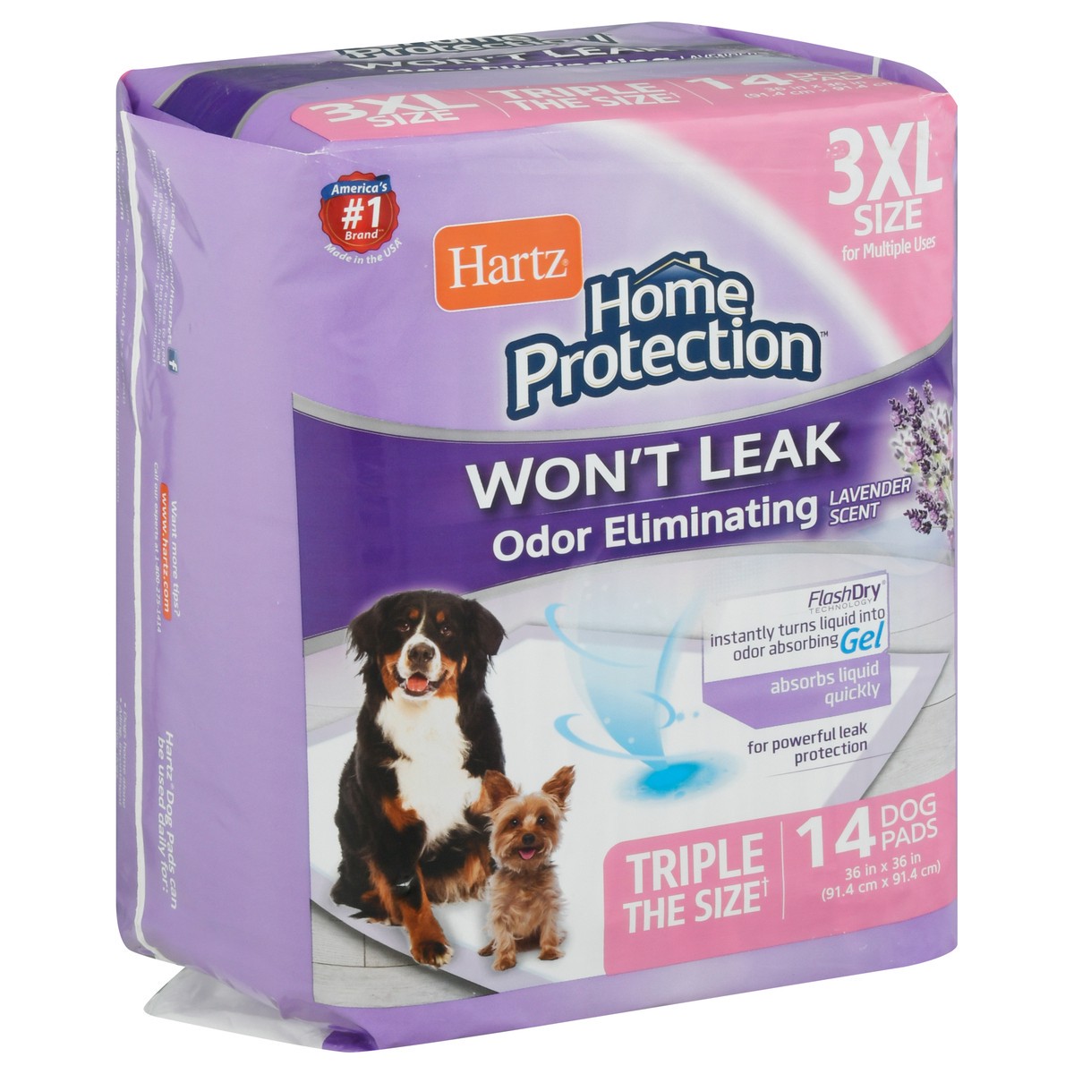 slide 7 of 9, Hartz Home Protection Lavender Scent 3XL Dog Pads 14 Each, 14 ct