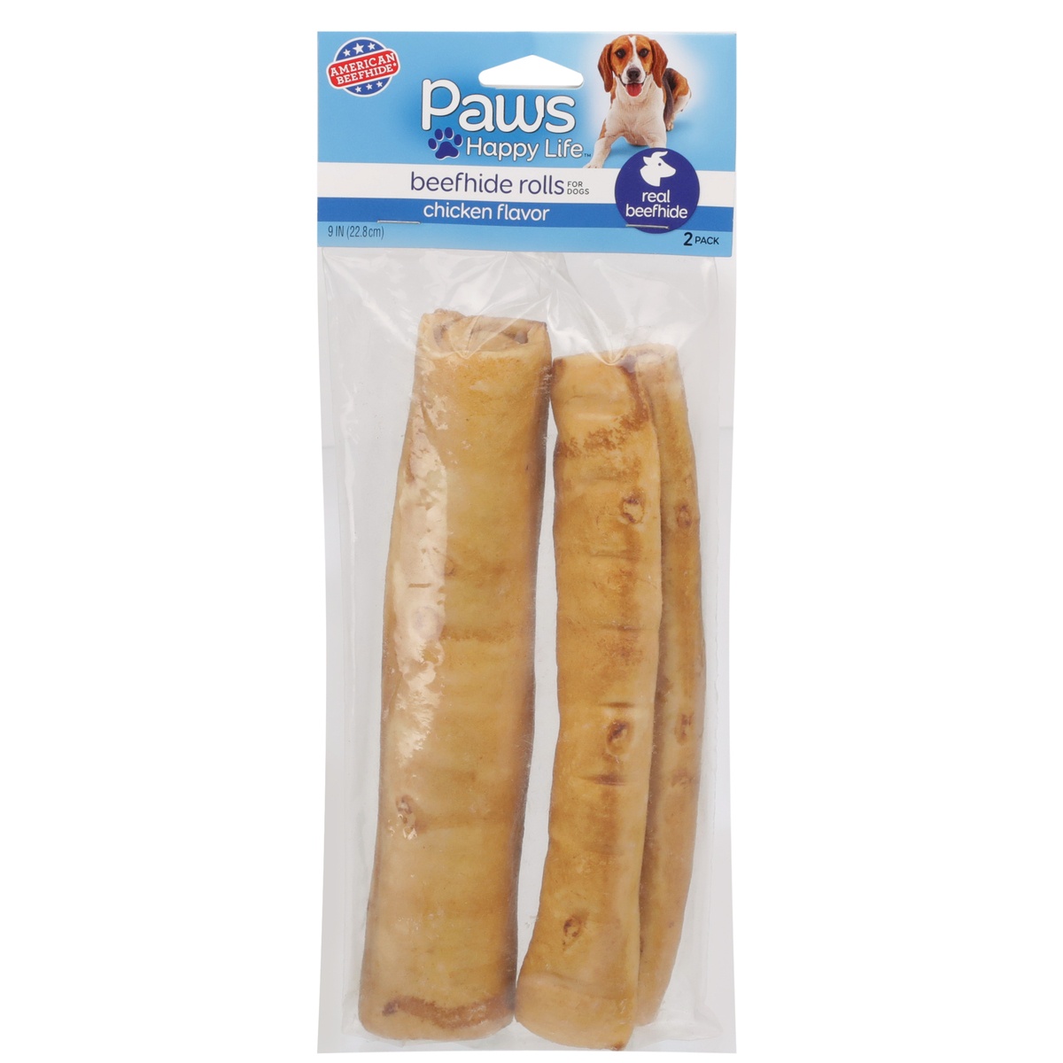 slide 1 of 1, Paws Happy Life Chicken Flavor Beefhide Rolls For Dogs, 2 ct