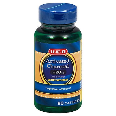 slide 1 of 1, H-E-B Activated Charcoal, 90 ct