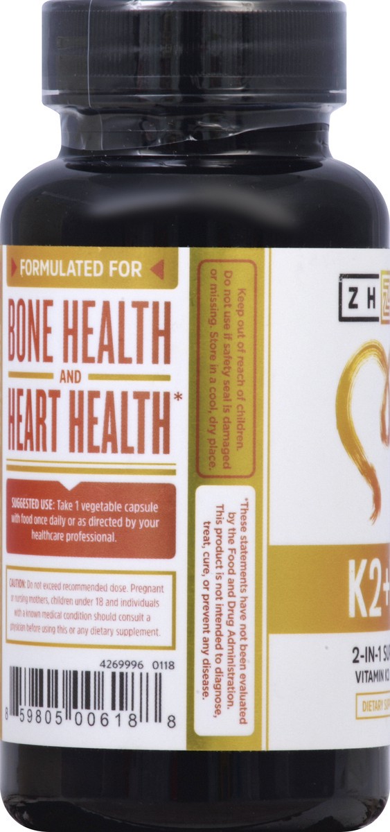 slide 5 of 7, Zhou Vitamin D3 + K2 60 Veggie Capsules, 60 ct