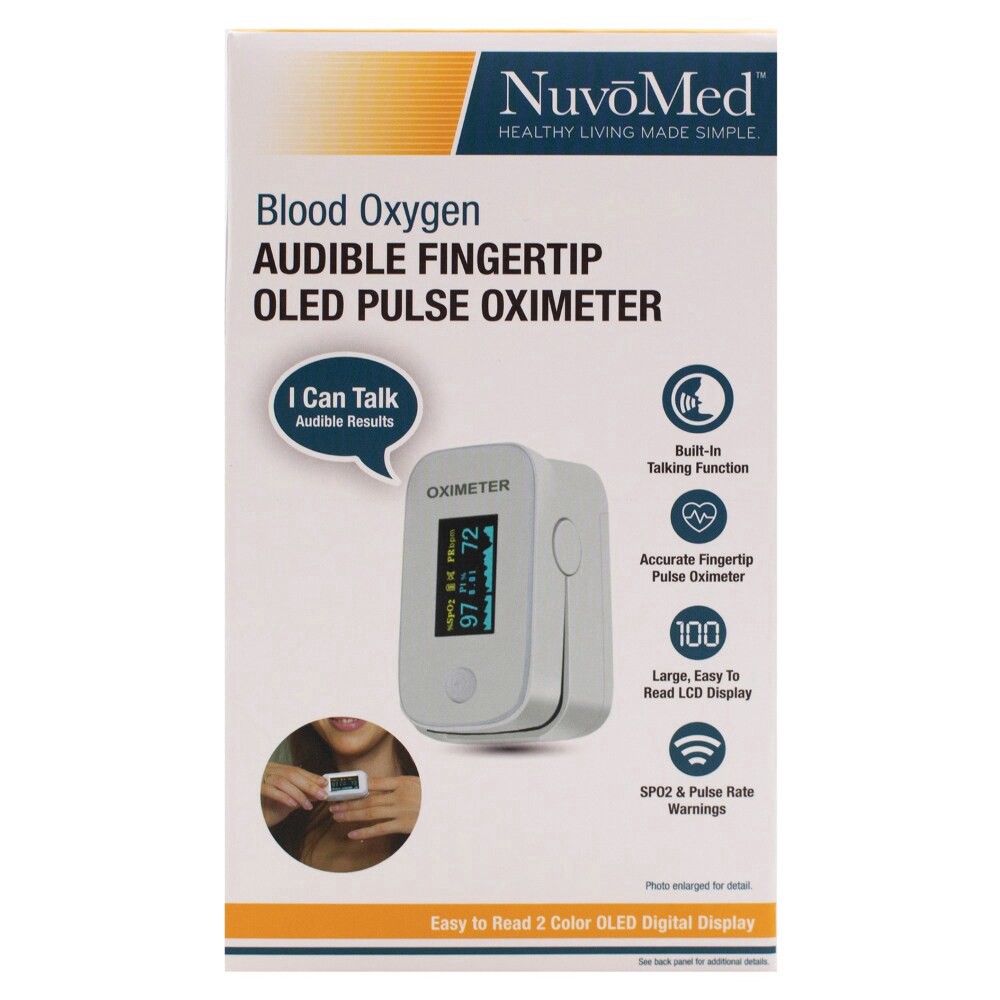 slide 2 of 3, Nuvomed Audible Fingertip Oled Pulse Oximeter, 1 ct