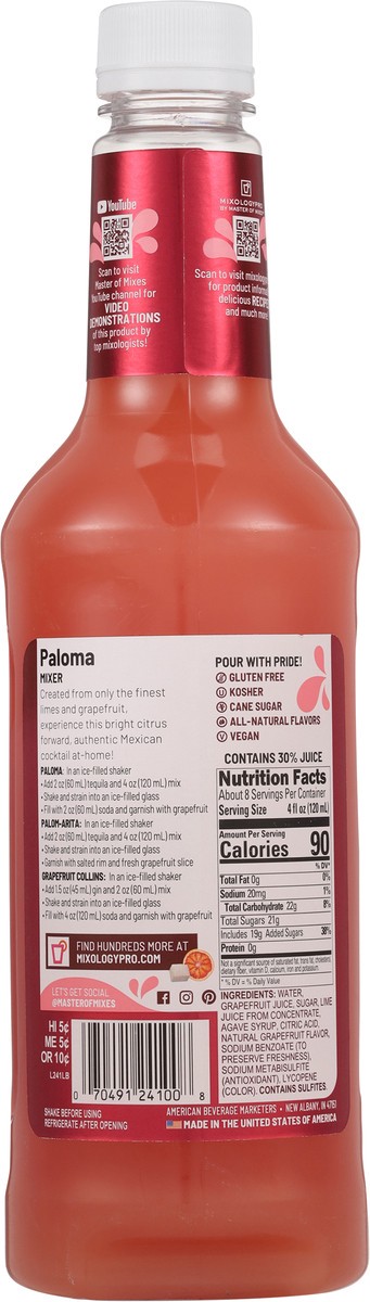 slide 11 of 14, Master of Mixes Handcrafted Paloma Cocktail Mixer 1 l, 33.8 fl oz