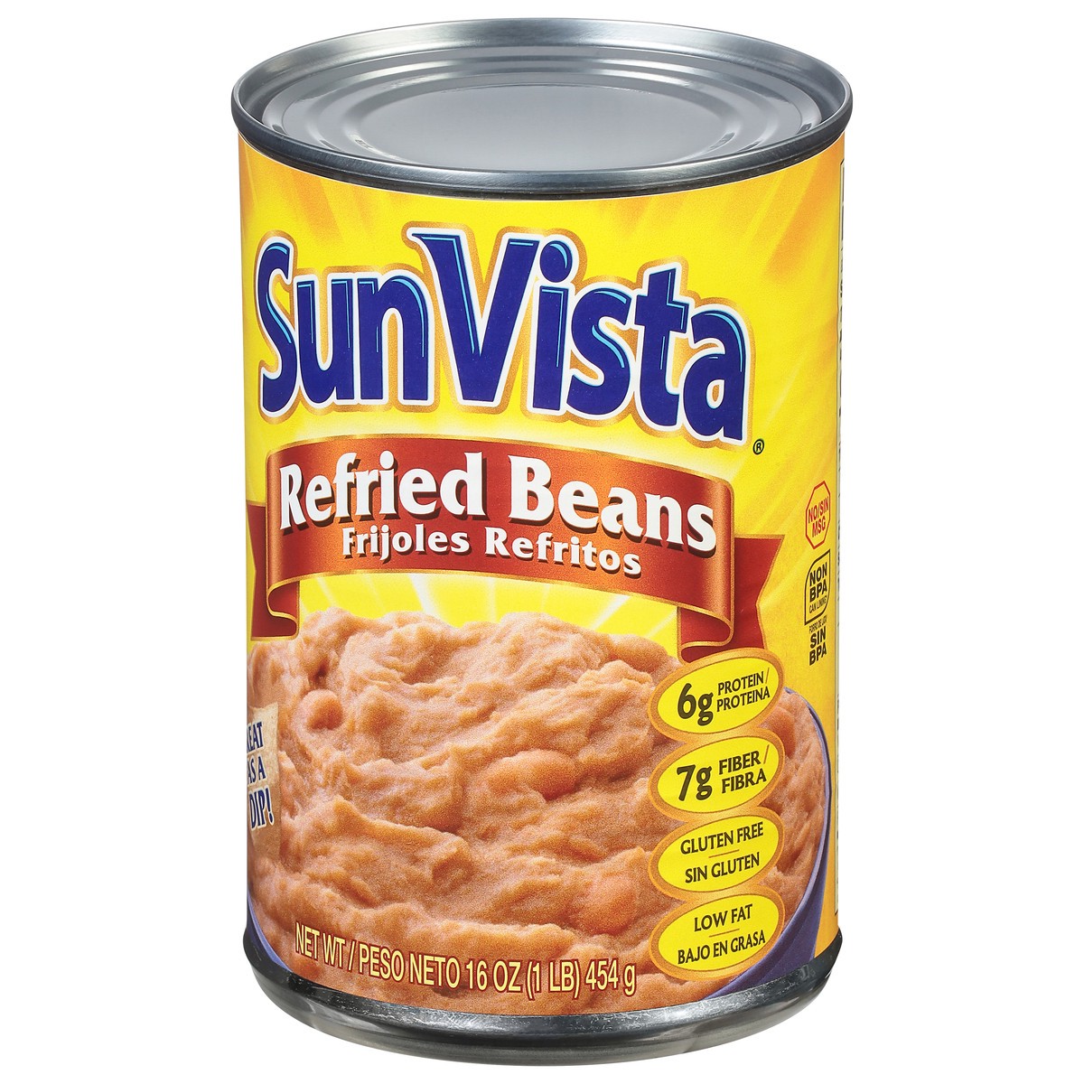 slide 5 of 9, SunVista Refried Beans 16 oz, 16 oz