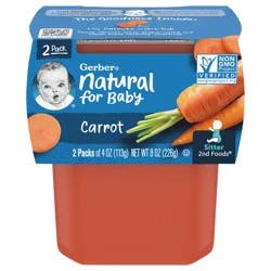 Gerber 2nd Food Baby Food Carrot Puree, Clean Label Project, 4 Oz Tubs, 2-Pack (Pack of 8)