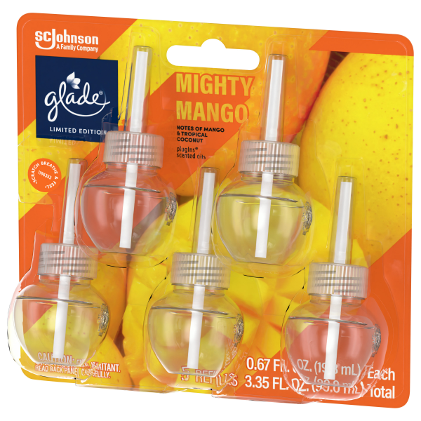 slide 7 of 29, Glade PlugIns Scented Oil Air Freshener - Mighty Mango Limited Edition Fragrance /, 5 ct