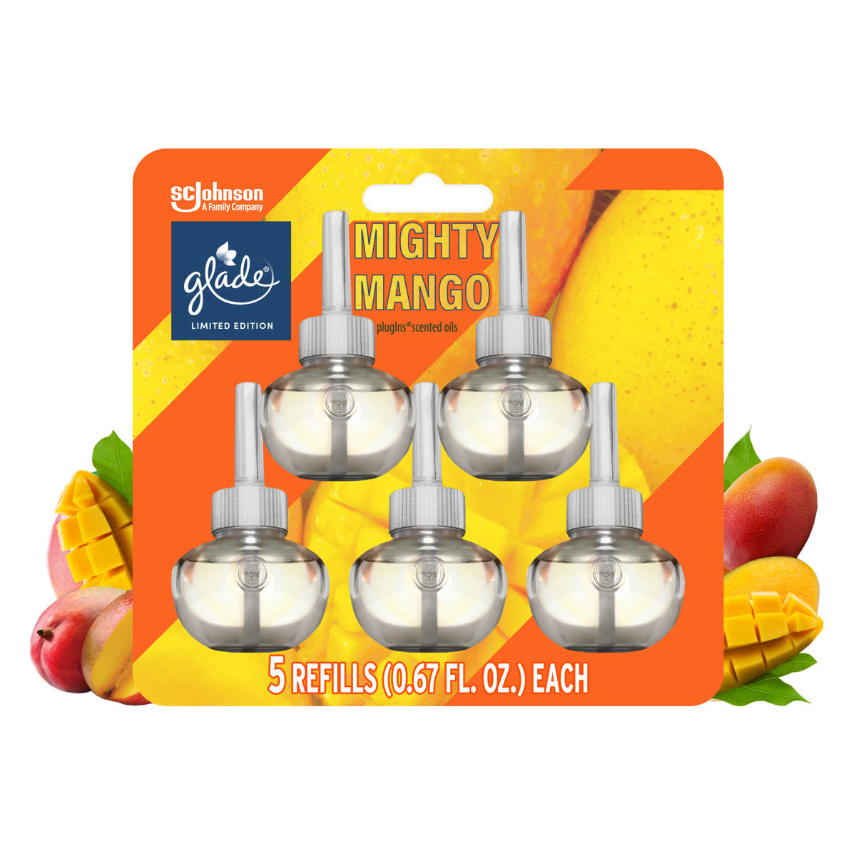 slide 1 of 29, Glade PlugIns Scented Oil Air Freshener - Mighty Mango Limited Edition Fragrance /, 5 ct