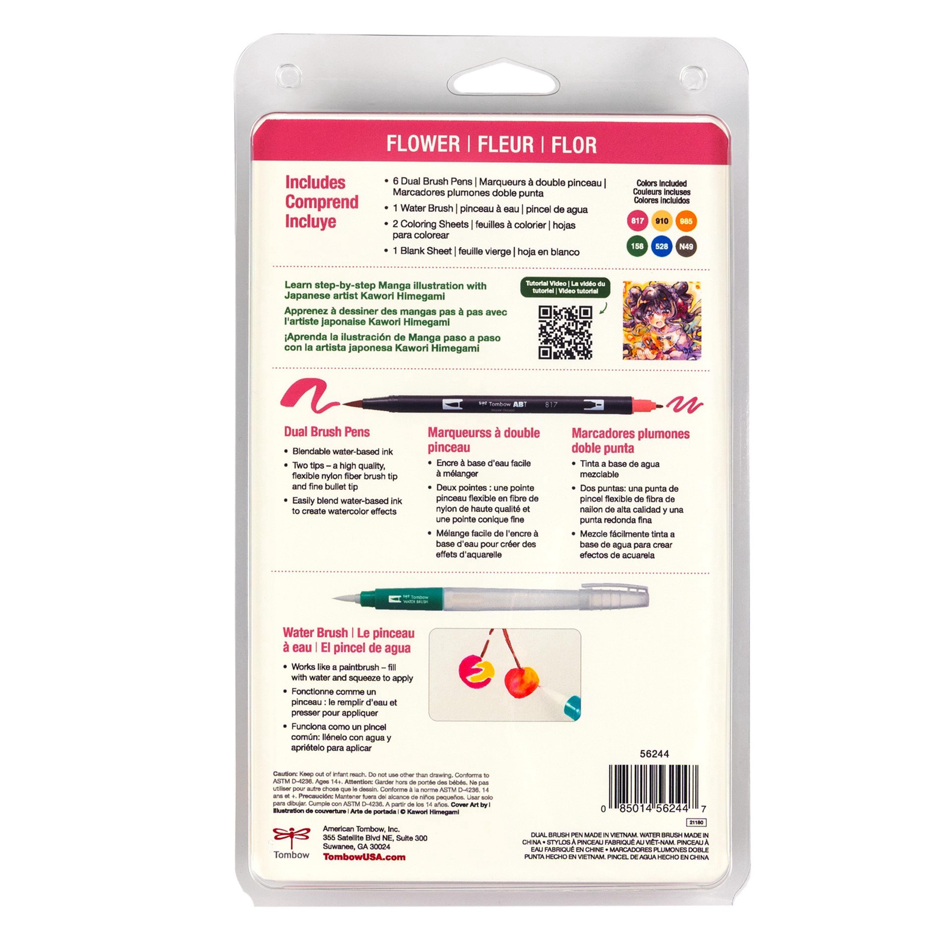 slide 8 of 12, Tombow Flowers Manga Illustration Dual Brush Pen Art Set, 1 ct