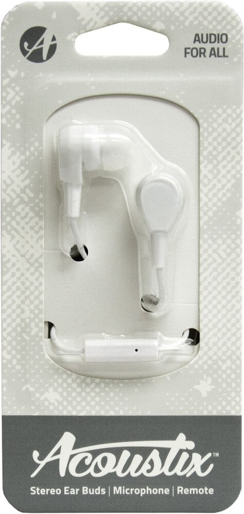 slide 1 of 1, Acoustix Earbuds With Microphone - White, 3.5 mm
