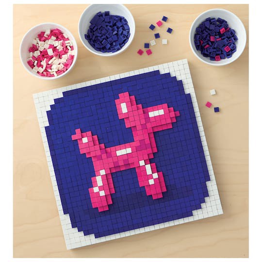 slide 1 of 6, 10" X 10" Balloon Dog Pixelated Brick Art Kit By Make Market, 10 in x 10 in
