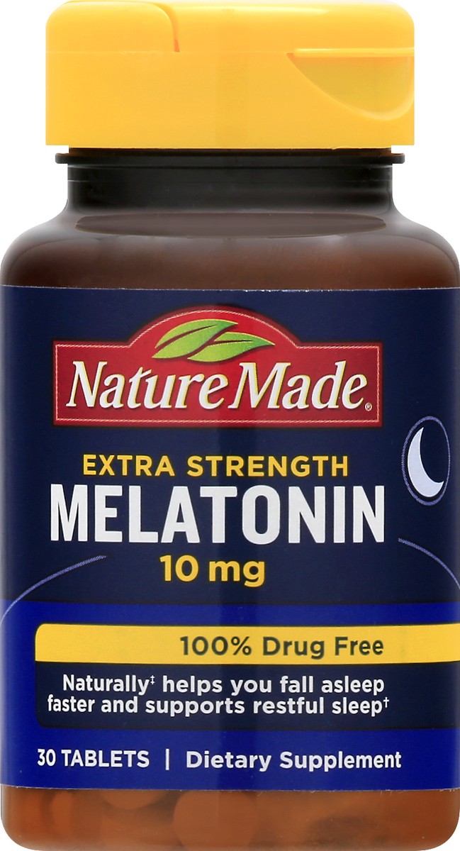 slide 8 of 9, Nature Made Extra Strength Melatonin 10 mg Tablets, 30 Count Sleep Aid Supplement, 30 ct