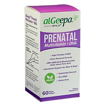 slide 1 of 1, alGeepa Vegan Prenatal Multivitamin With DHA&nbsp;Softgels, 60 ct