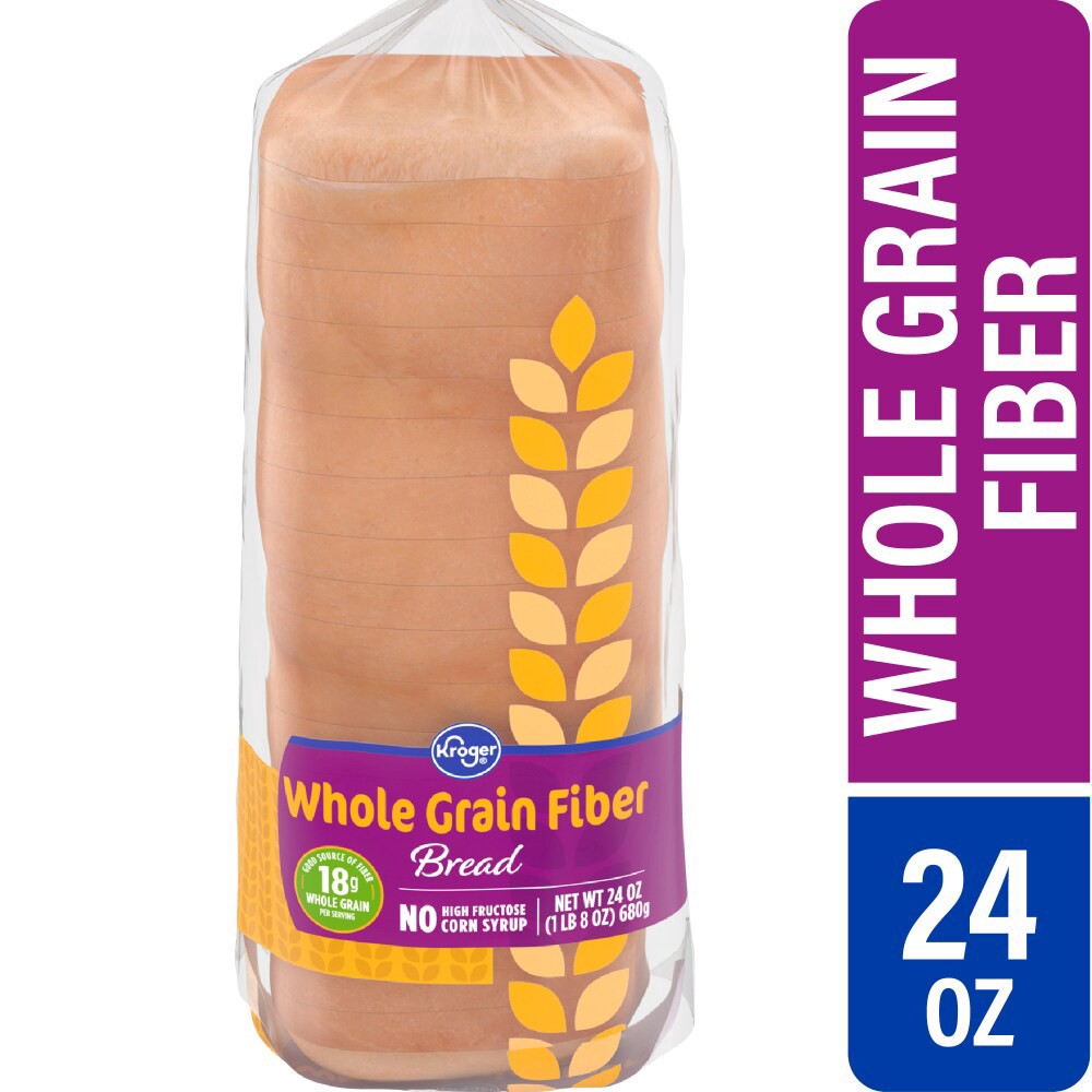 slide 4 of 4, Kroger Whole Grain High Fiber Bread, 24 oz