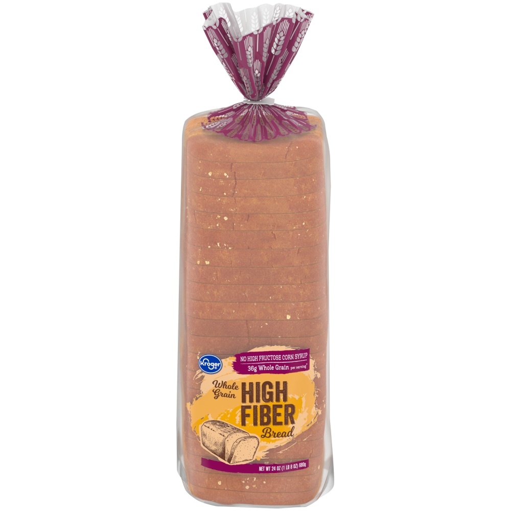 slide 1 of 1, Kroger Whole Grain High Fiber Bread, 24 oz