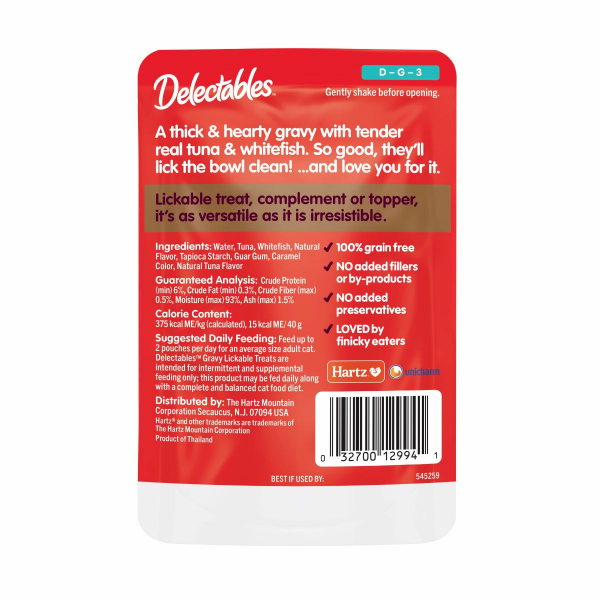slide 5 of 5, Delectables Lickable Cat Treat - Gravy - Tuna & Whitefish, 1.4 oz