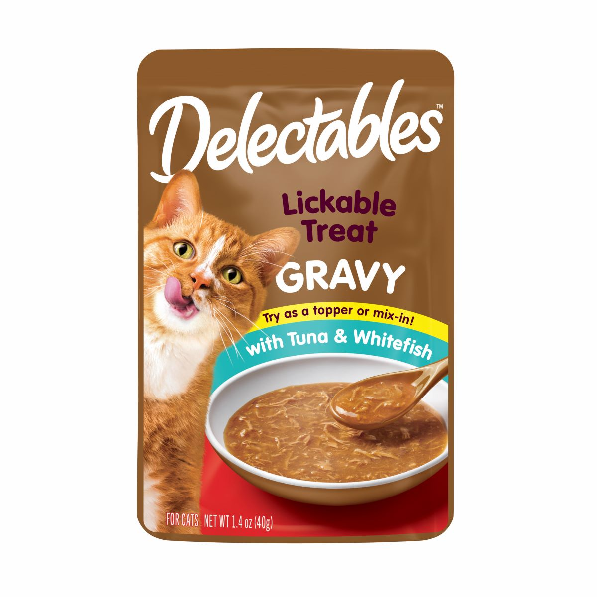 slide 1 of 5, Delectables Lickable Cat Treat - Gravy - Tuna & Whitefish, 1.4 oz