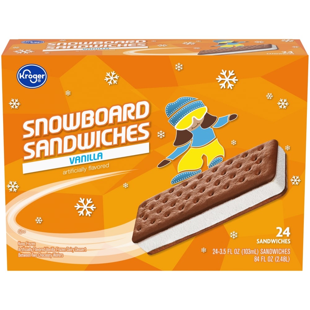 slide 1 of 1, Kroger Vanilla Snowboard Sandwich, 84 fl oz