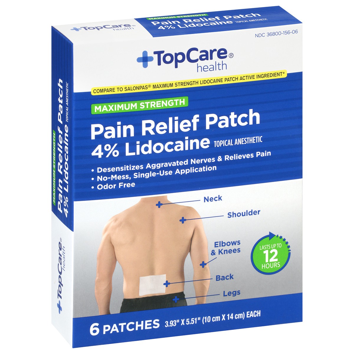 slide 4 of 9, TopCare Health Maximum Strength 4% Lidocaine Pain Relief Patch 6 ea, 6 ct