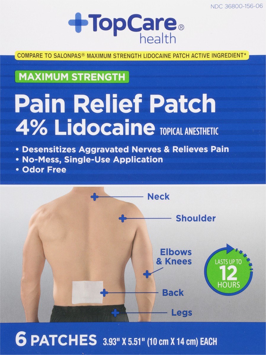 slide 8 of 9, TopCare Health Maximum Strength 4% Lidocaine Pain Relief Patch 6 ea, 6 ct