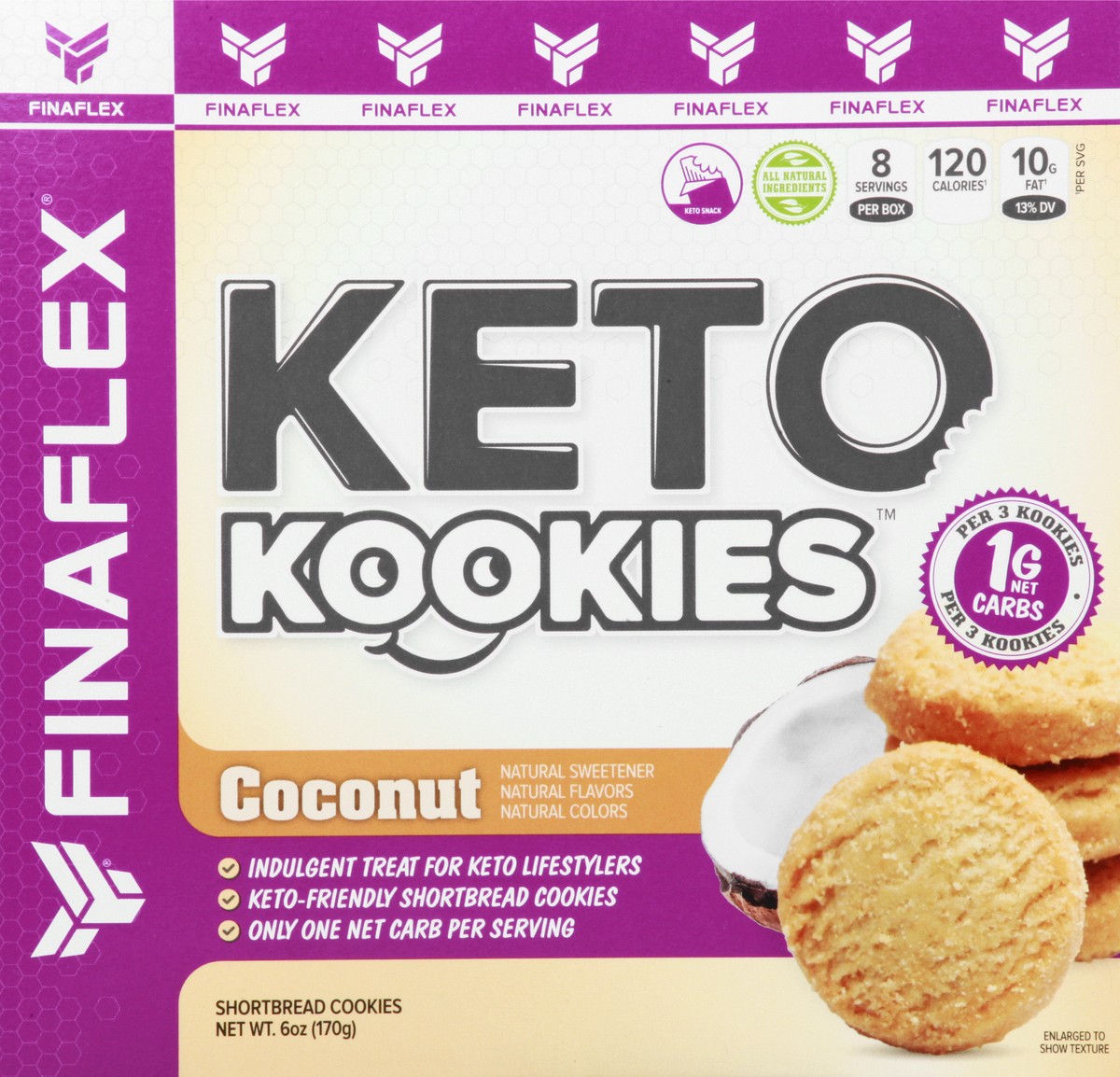 slide 3 of 13, FINAFLEX Keto Kookies Coconut Shortbread Cookies 6 oz, 6 oz