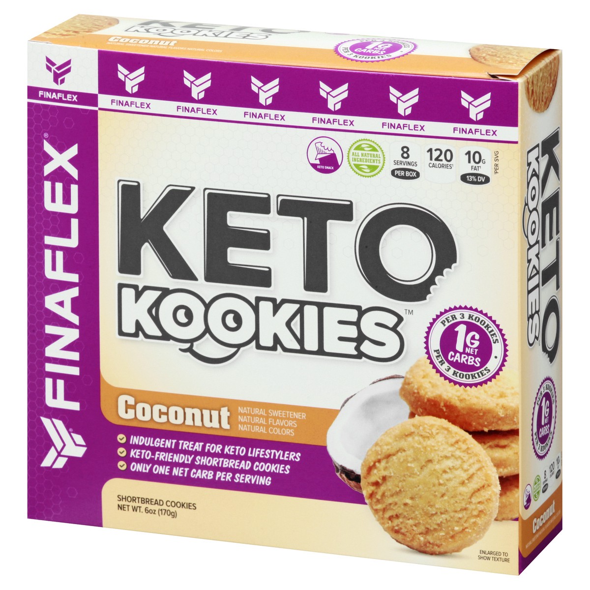 slide 4 of 13, FINAFLEX Keto Kookies Coconut Shortbread Cookies 6 oz, 6 oz
