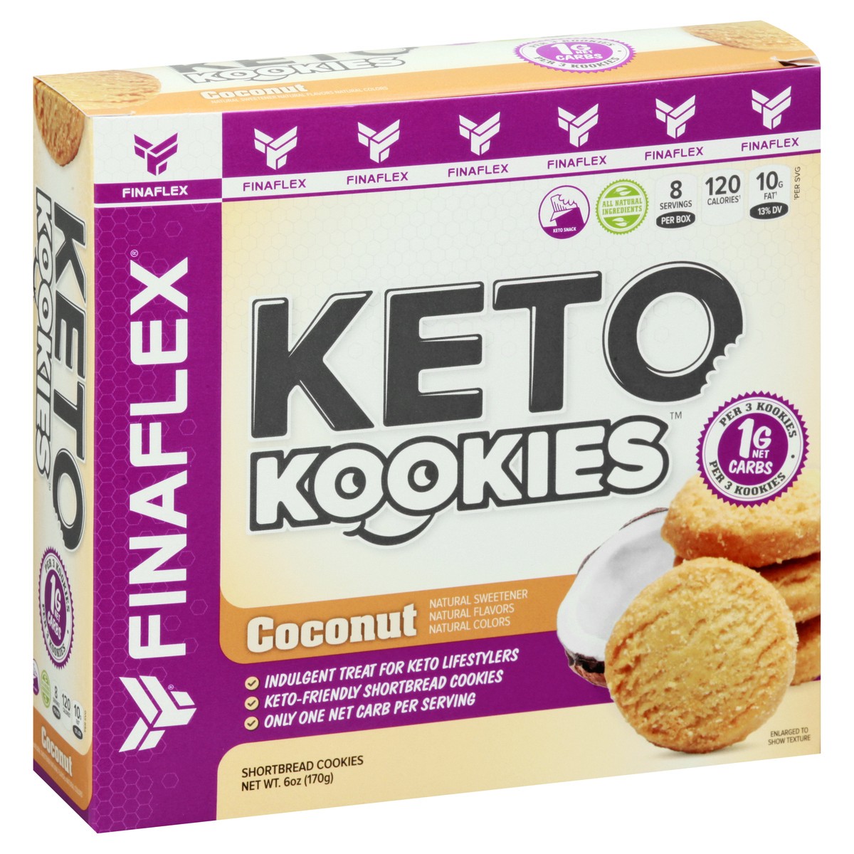 slide 10 of 13, FINAFLEX Keto Kookies Coconut Shortbread Cookies 6 oz, 6 oz