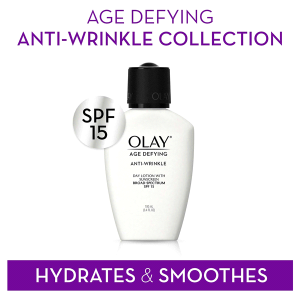 slide 22 of 29, Olay Age Defying Anti-Wrinkle Day Face Lotion with Sunscreen SPF 15, 3.4 fl oz, 100 ml