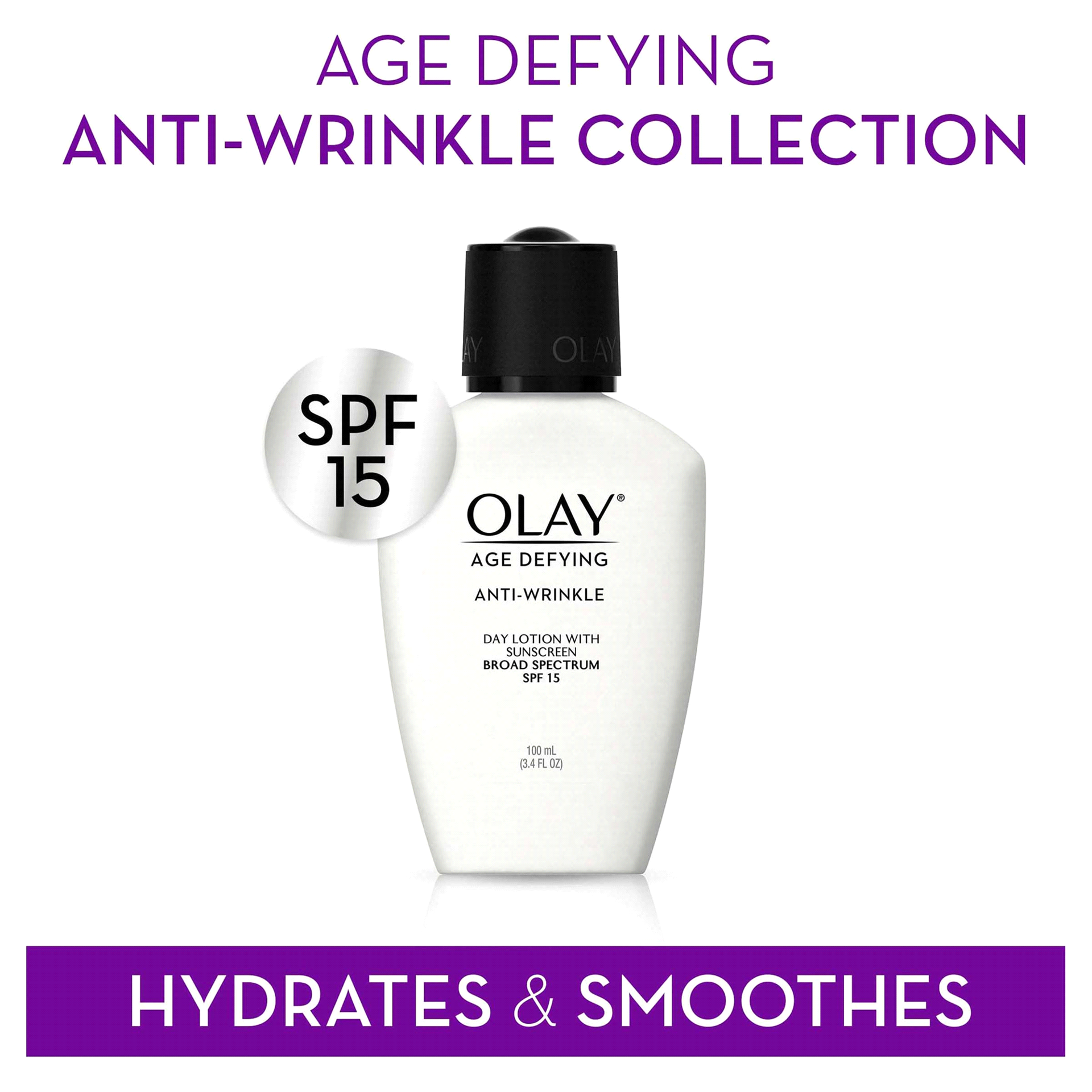 slide 27 of 29, Olay Age Defying Anti-Wrinkle Day Face Lotion with Sunscreen SPF 15, 3.4 fl oz, 100 ml