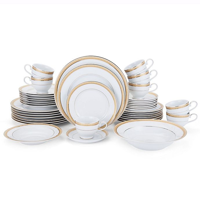 slide 1 of 1, Mikasa Gold Crown Dinnerware Set, 42 ct