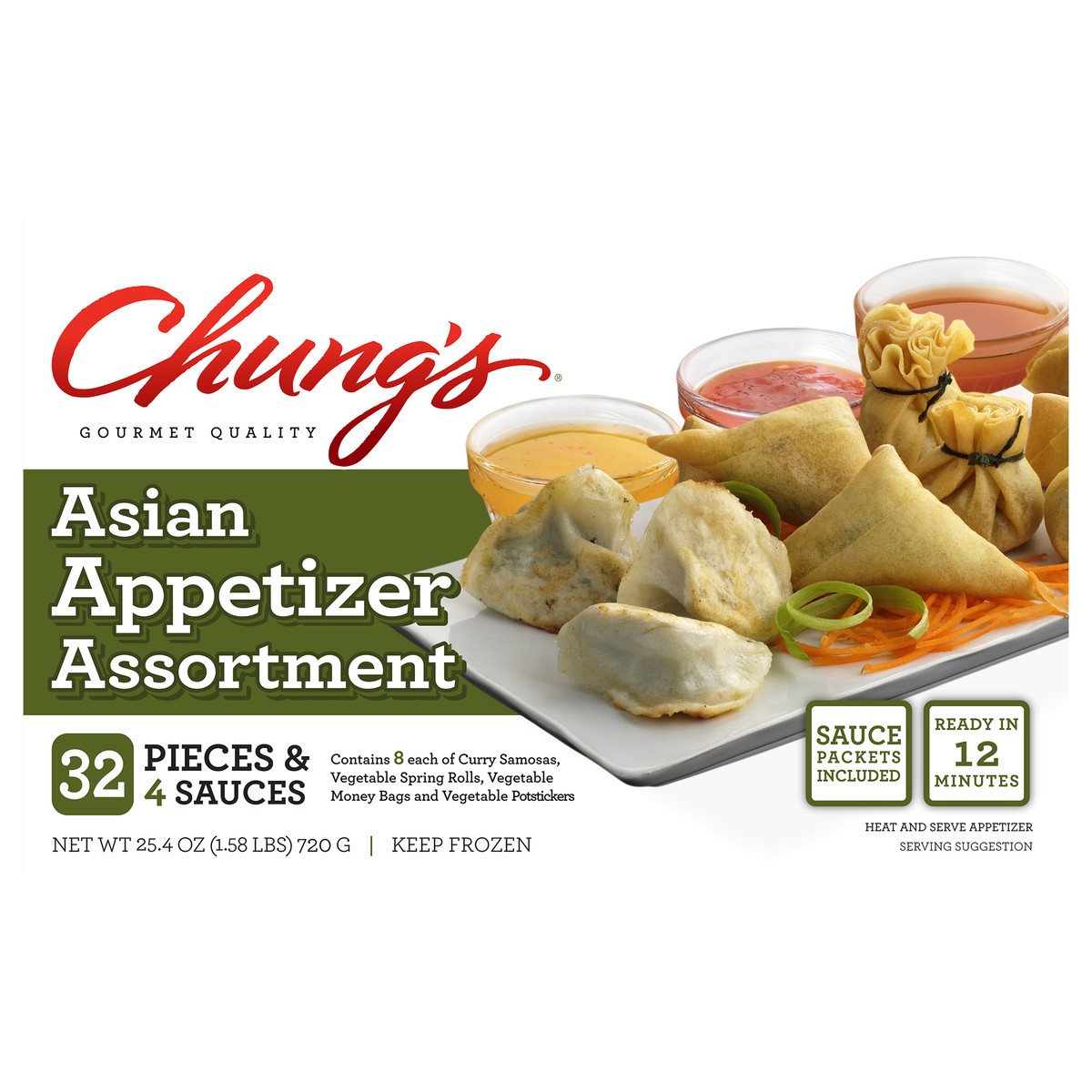 slide 3 of 10, Chung's Asian Appetizer Assortment, 25.4 fl oz