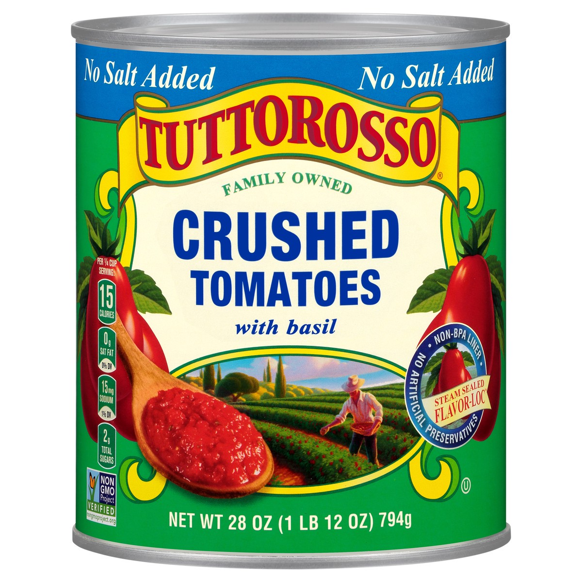 slide 1 of 11, Tuttorosso No Salt Added Crushed Tomatoes with Basil, 28 oz