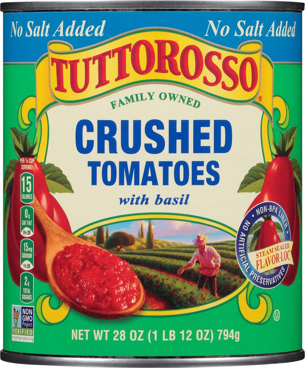 slide 9 of 11, Tuttorosso No Salt Added Crushed Tomatoes with Basil, 28 oz