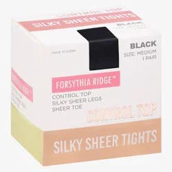 Forsythia Ridge Medium Black Control Top Silky Sheer Tights 1 ea