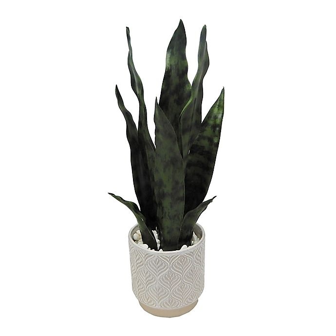 slide 1 of 1, Elements Artificial Snake Plant - Ceramic Pot, 14 in